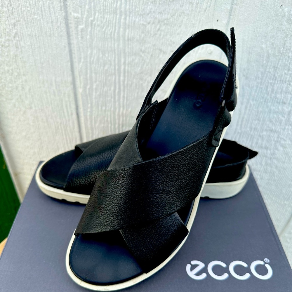 ECCO-Sandals - Black w/white soles Size 9-9.5